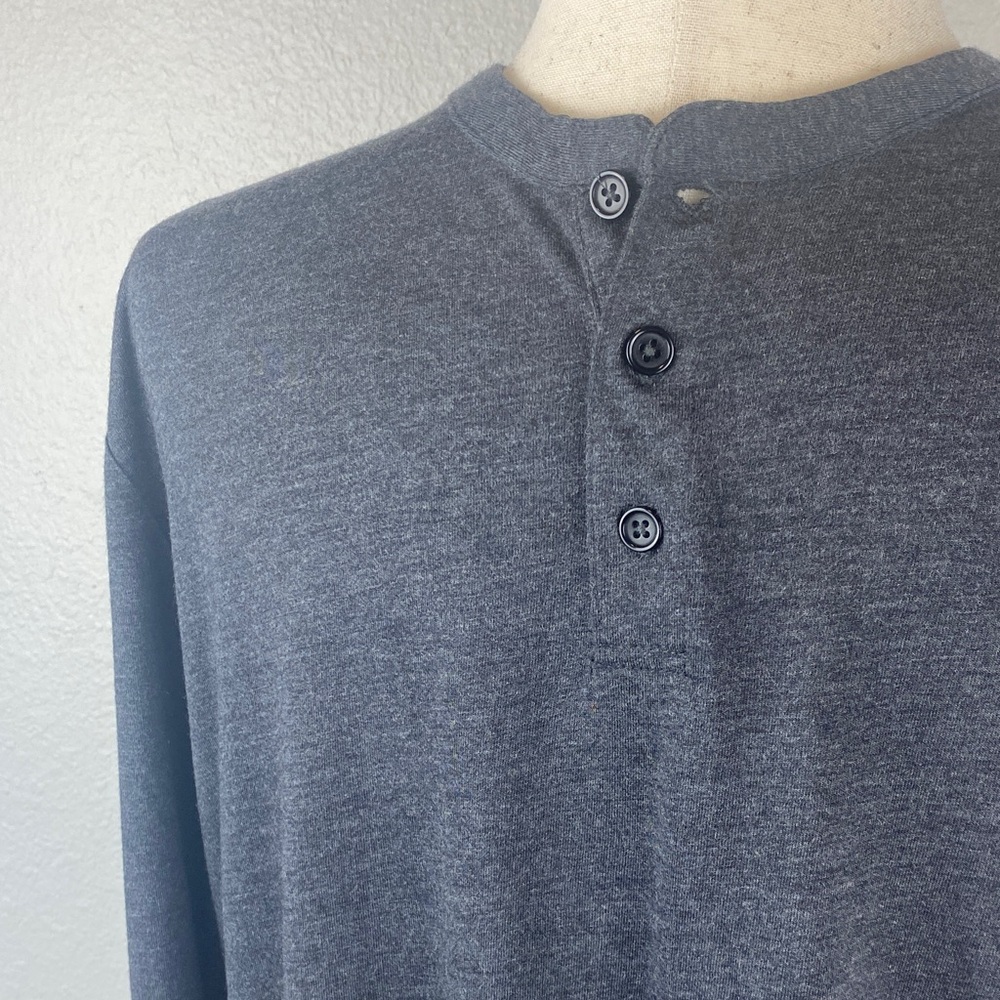 Julian & Mark New Everett Lightweight Heathered Henley Men Large Dark Grey Shirt